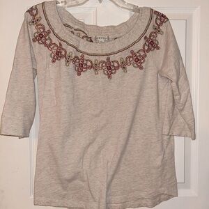 Orvis Women's Cream Embroidered Top Small